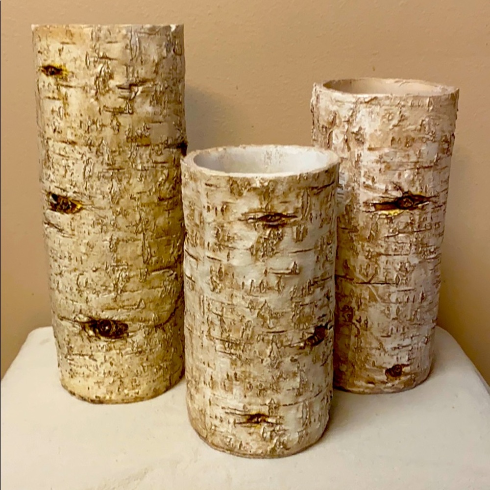 Boston International 3 pc Birchwood Candle Holders